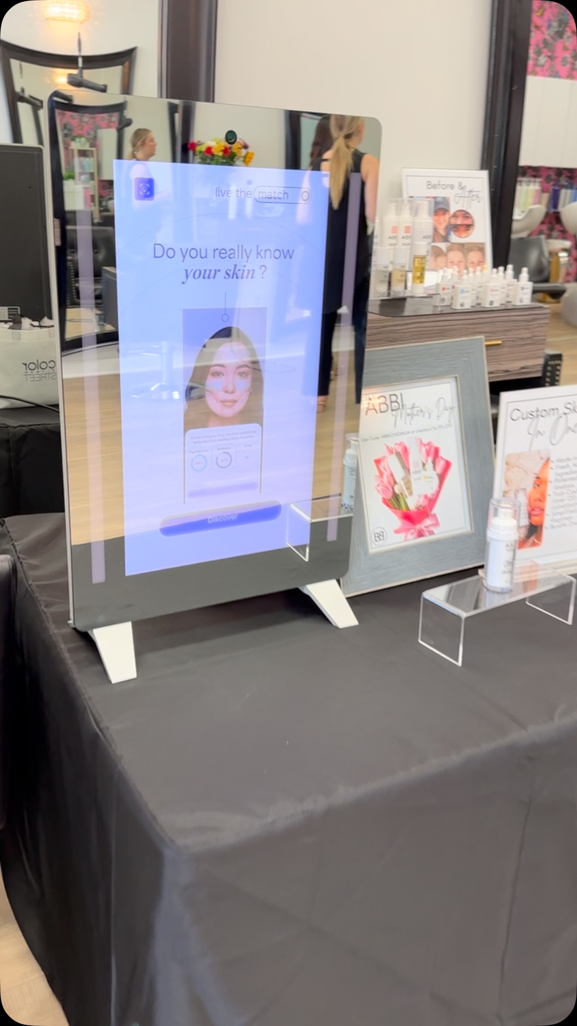 All set up @bombshellsalon on Rt 40 for a special Mother’s Day event 💖 come visit and get your free skin analysis!